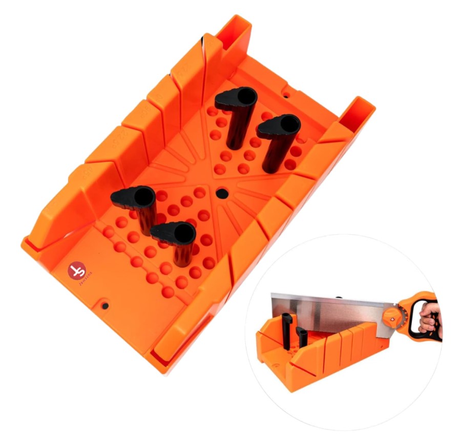 Mitre Box 4pcs Set without Saw – Modular Angle Guide System, Adjustable 45°/90° Positions, Extension Arms & Pins | Durable Plastic | UAE DIY Precise Wood Trim Cutting Tool 